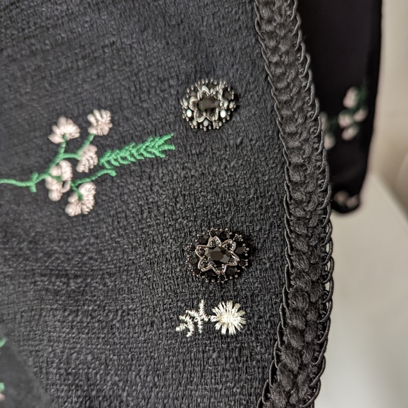 Zara Floral Embroidered Textured collarless blazer jacket Black XS,L - Picture 8 of 9